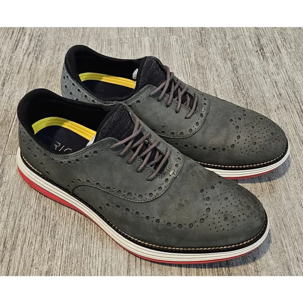 Cole Haan Shoes Mens Size 9.5 Gray Nubuck Original Grand Wingtip Lace Up Casual